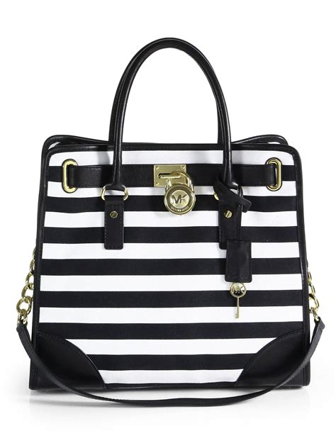 michael kors hamilton black and white bag|Michael Kors Hamilton studded bag.